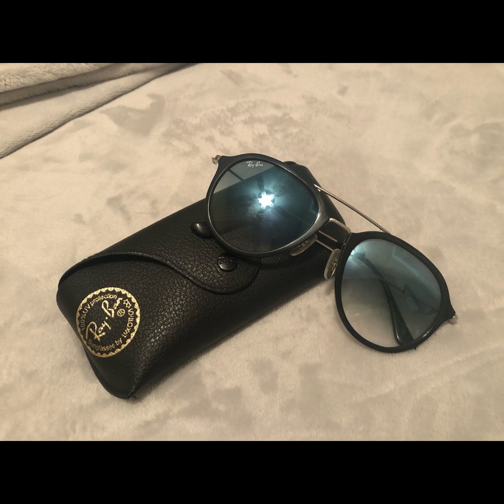 RayBan blue and black sunglasses with case